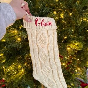Cream Knit Olivia Christmas Stocking